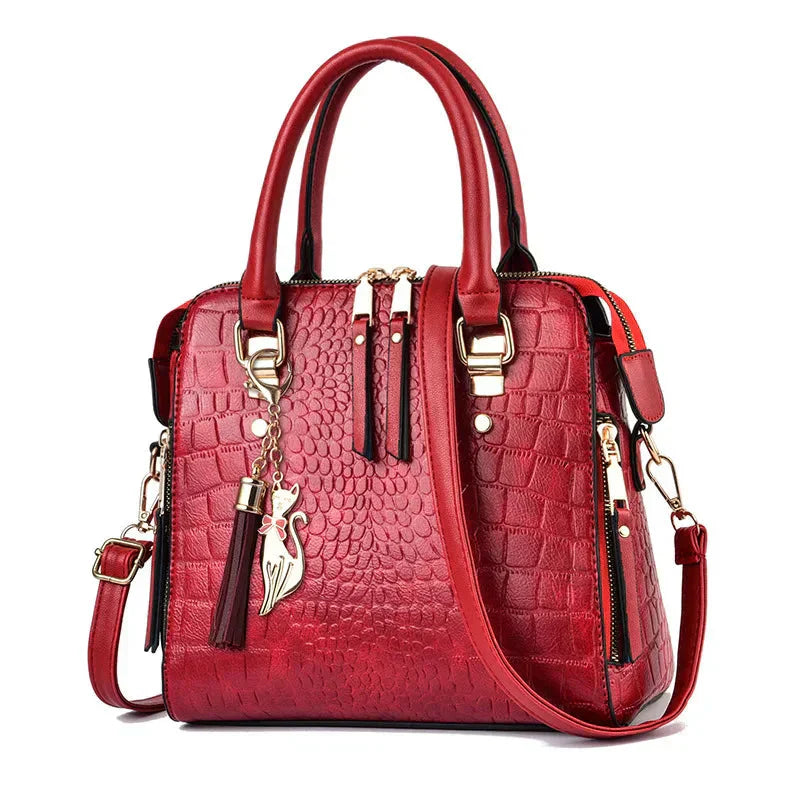 Crocodile Embossed Leather Bag